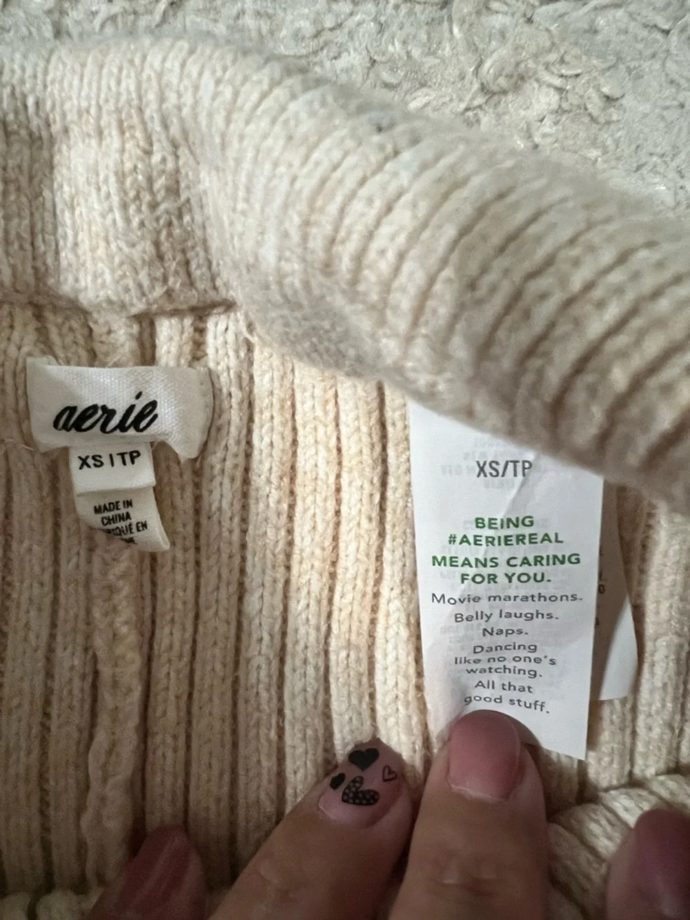aerie Ribbed Wide-Leg Knit Pants in Light Beige - Picture 5 of 6